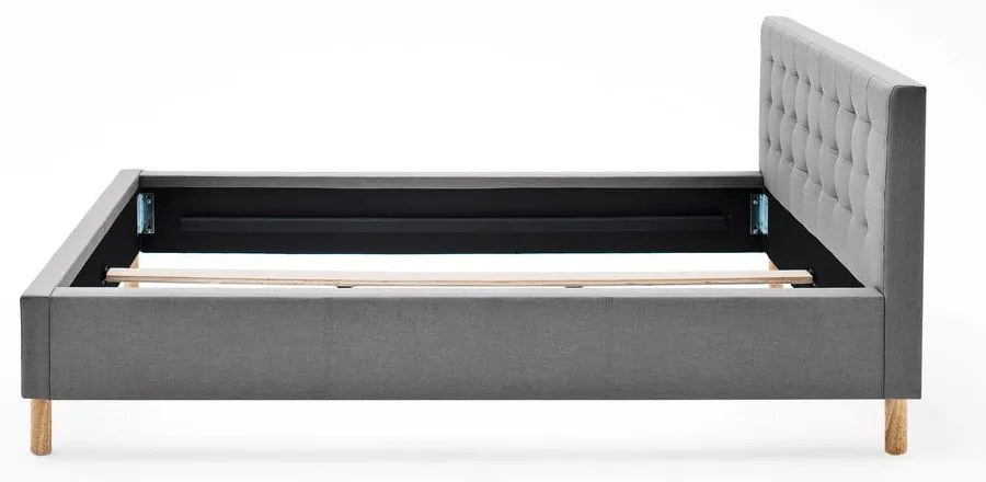 Pat gri deschis tapițat fără somieră 120x200 cm Malin – Meise Möbel