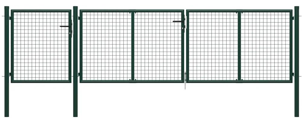 vidaXL Poartă de grădină, verde, 400 x 100 cm, oțel