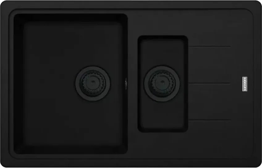 Chiuveta bucatarie compozit Franke Basis VN 1 cuva 1/2 cu picurator 78x50 cm reversibila finisaj negru mat