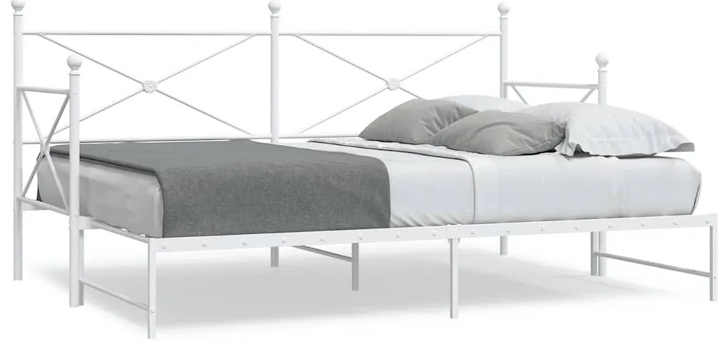 vidaXL Pat de zi cu căuț fără saltea Alb 80x200 cm Oțel