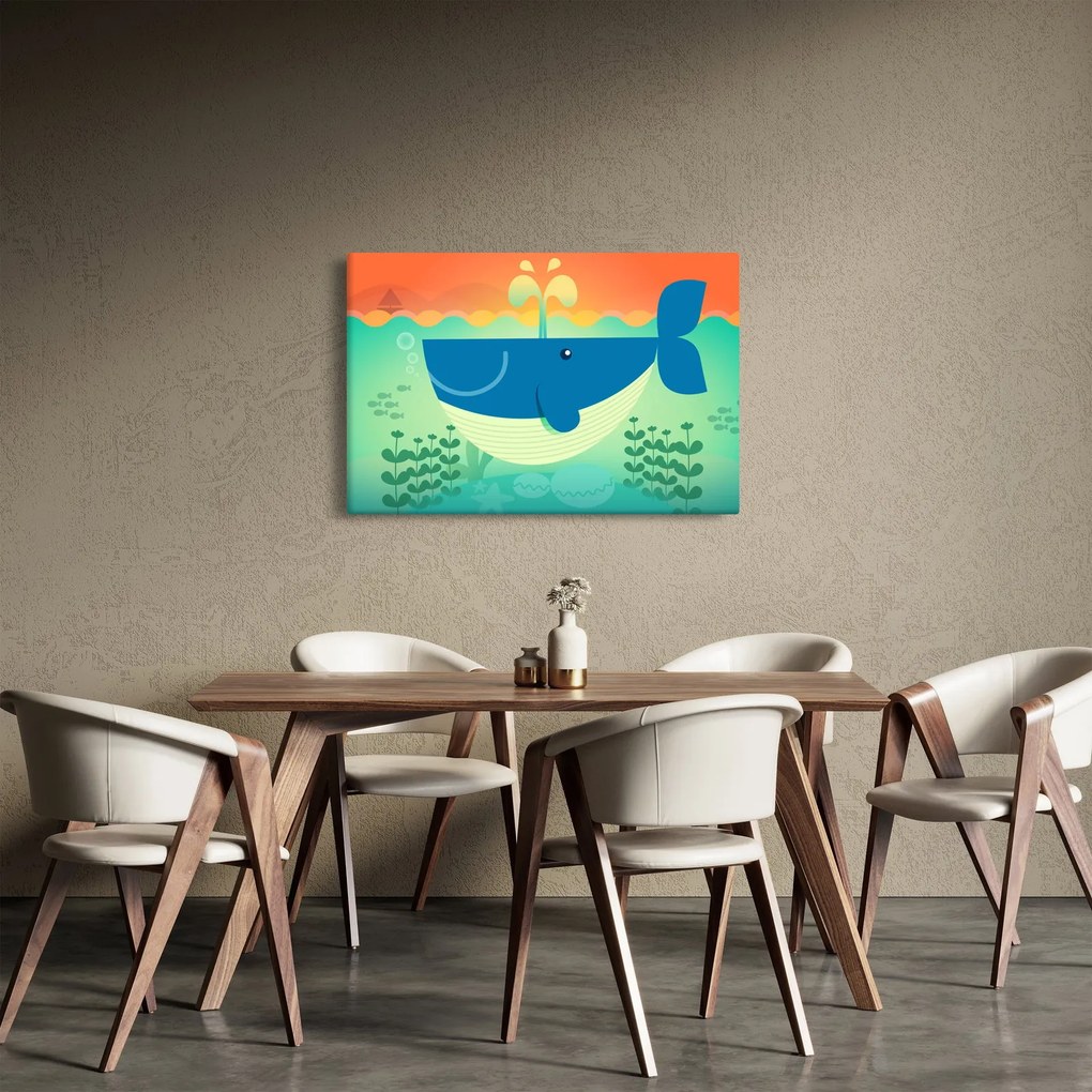 Tablou - Balenă veselă în mare (90x60 cm)