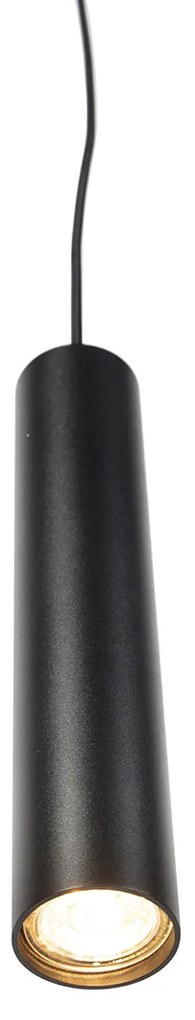Lampă suspendată de design neagră, incl. adaptor de șină trifazat - Tuba Small trifazată