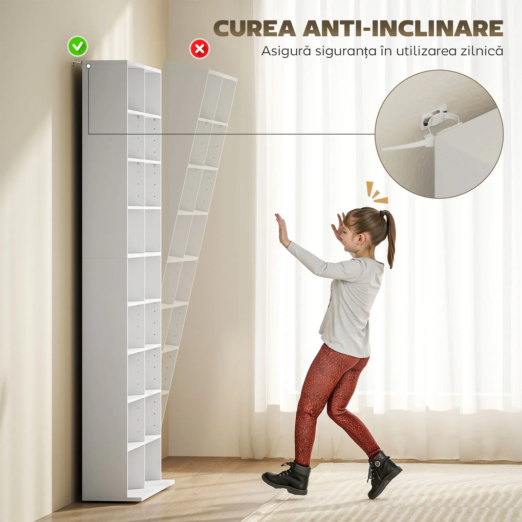 HOMCOM Unitate de depozitare pentru 640 CD-uri/360 DVD-uri/430 Blu-ray - Alb | Aosom Romania