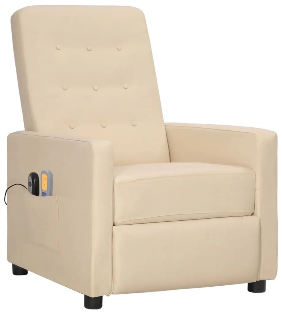 3098718 vidaXL Fotoliu de masaj electric rabatabil, crem, textil