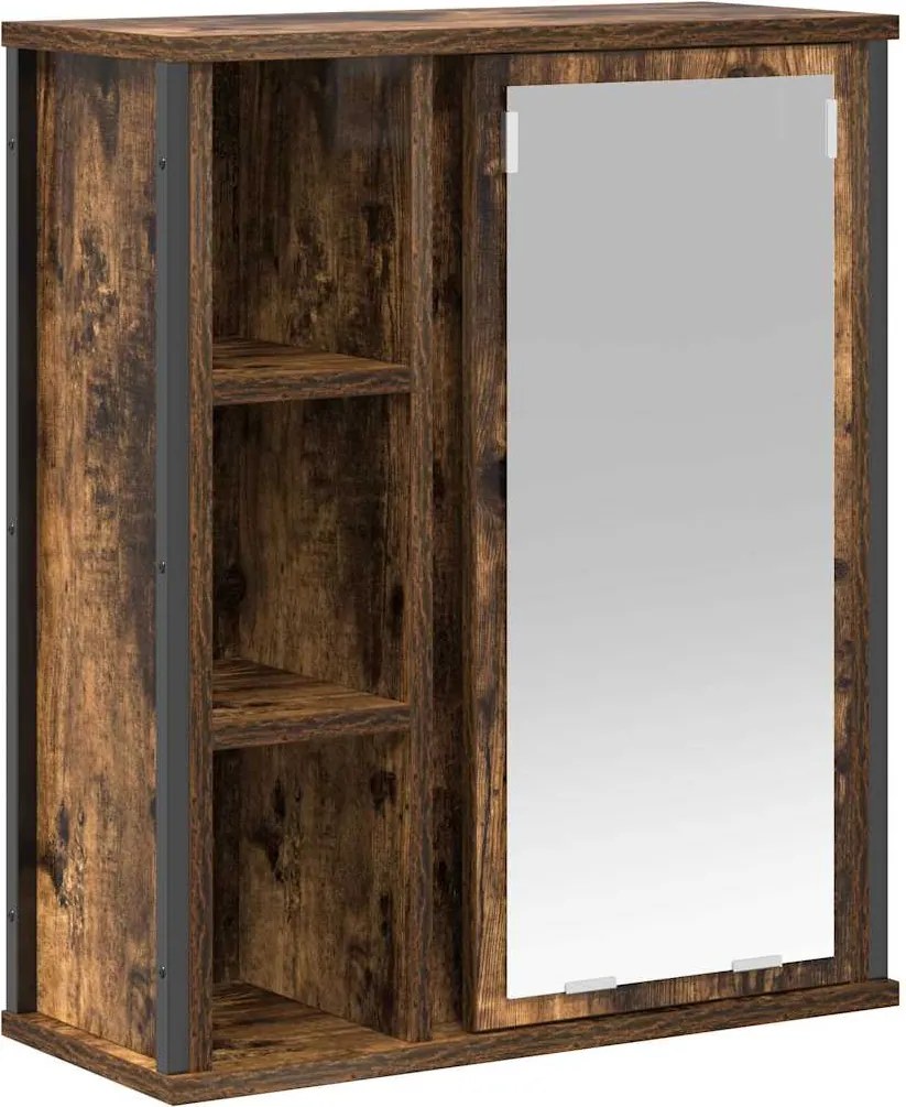 vidaXL Dulap de baie cu oglindă stejar afumat 50x21x60 cm