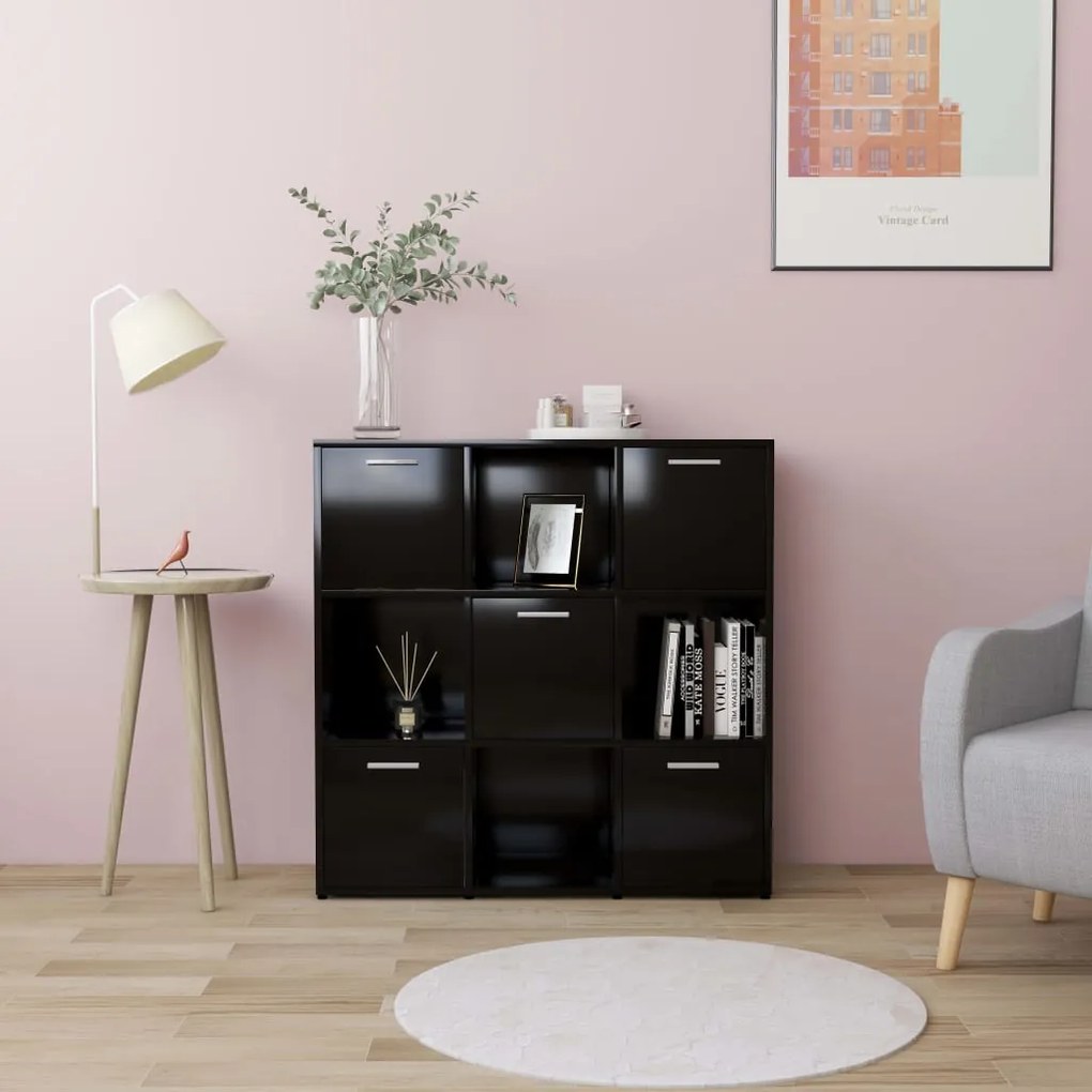 vidaXL Bibliotecă, negru, 90x30x90 cm, lemn prelucrat