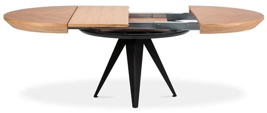 Masă de dining rotundă extensibilă cu blat cu aspect de lemn de stejar cu blat suplimentar ø 120 cm Magnus – Windsor &amp; Co Sofas