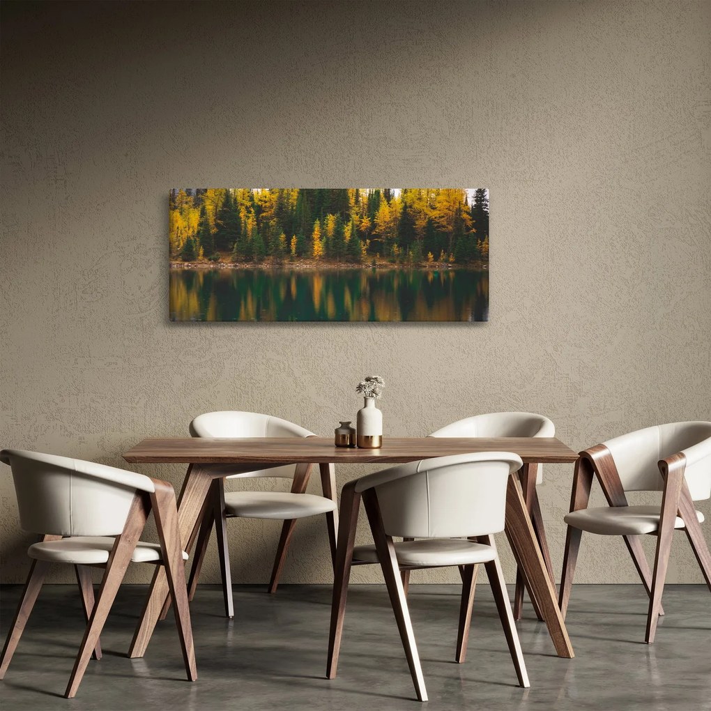 Tablou cu lac de pădure (120x50 cm)