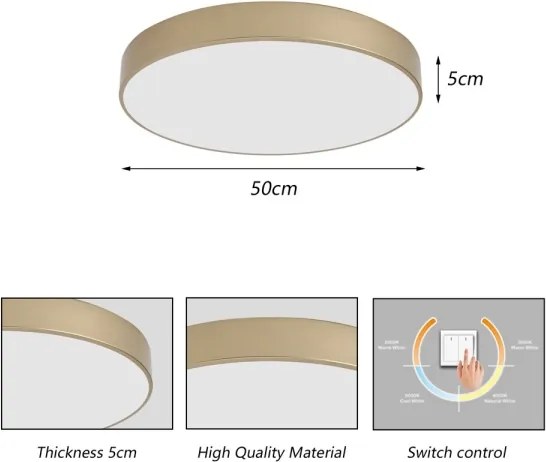 Brilagi - Plafonieră LED POOL LED/60W/230V 3000/4000/6000K Ø 50 cm auriu