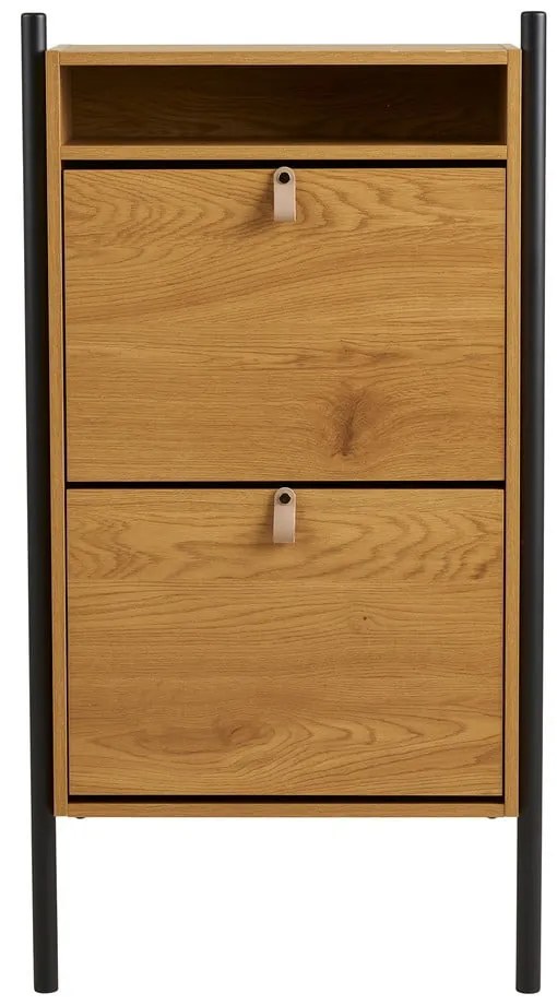 Pantofar în culoare naturală cu deschidere înclinată cu aspect de lemn de stejar 62x118x26 cm Barco – House Nordic