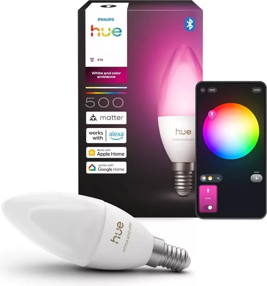 Bec LED RGBW dimabil Philips Hue WACA B39 E14/3,7W/230V 1000-20000K