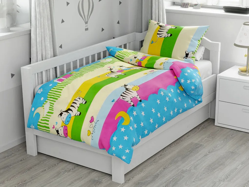 Lenjerii din bumbac pentru patut multicolor, ZEBRAS IN LOVE