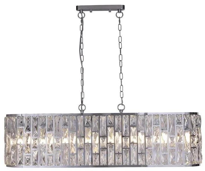 Lustra metal cromat, sticla transparenta Bijou 8Lt