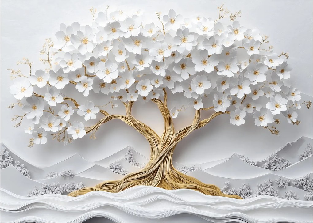 Tablou – Arborele vieții 3D plin de flori (70x50 cm)