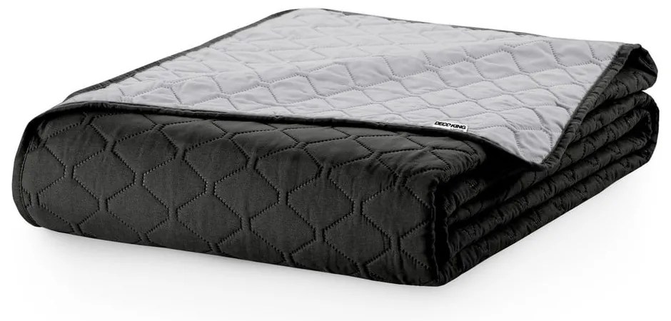 Cuvertură cu 2 fețe din microfibră DecoKing Axel, 240 x 260 cm, negru - gri