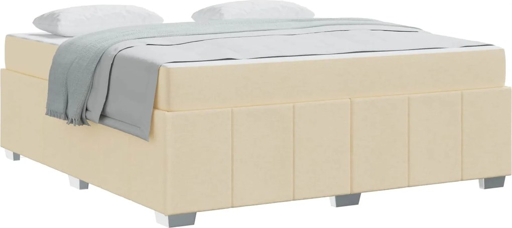 vidaXL Cadru de pat cu saltea Crem 180 x 200 cm țesătură