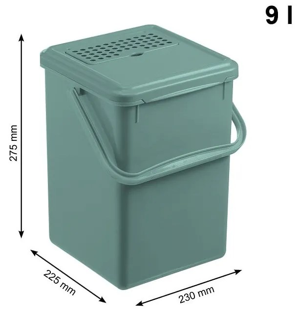 Container verde pentru deșeuri compostabile 8 l - Rotho