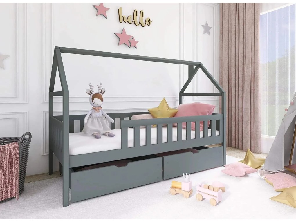 Pat pentru copii 80 x 160 Donnira (cu somieră) (grafit). Promo -10%. 1040104