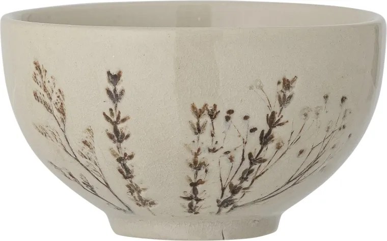 Bol din ceramică, natur, cu ilustrații botanice pictate manual, 11.5x6.5 cm, „Bea"