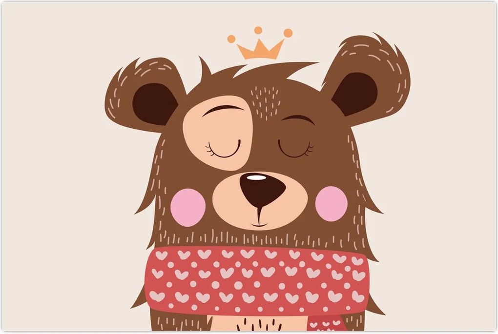 Tablou - Teddy ursuleț cu eșarfă roșie (90x60 cm)