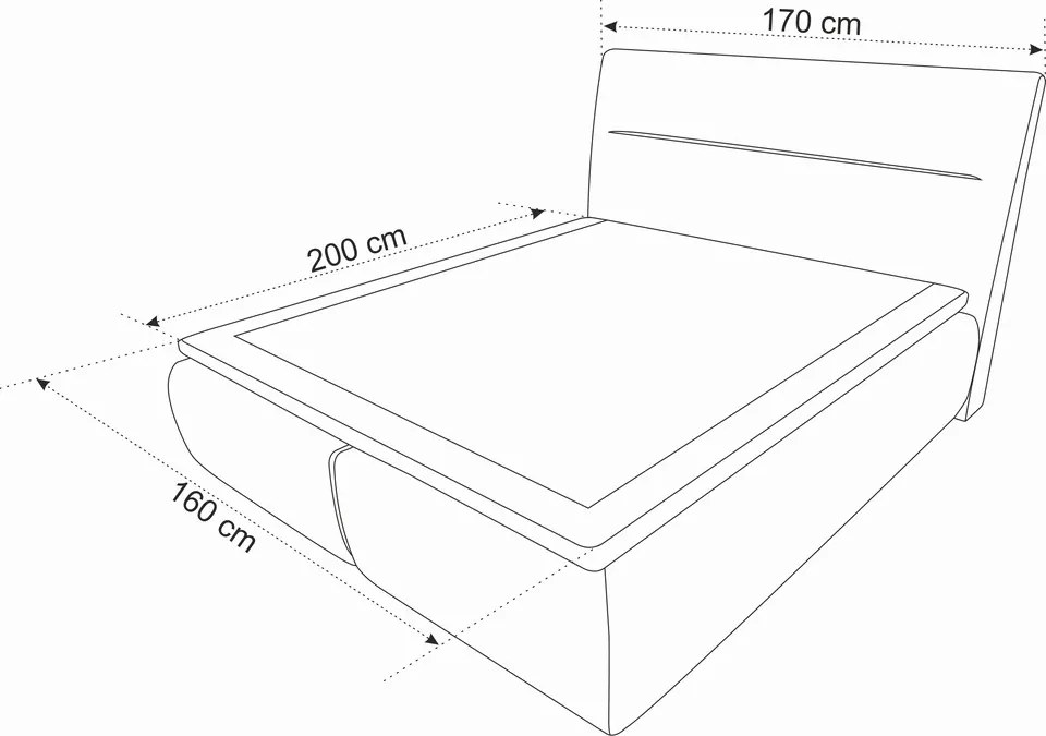Pat matrimonial, Bergen Memory, 160x200 cm, cu spatiu pentru depozitare, Taupe