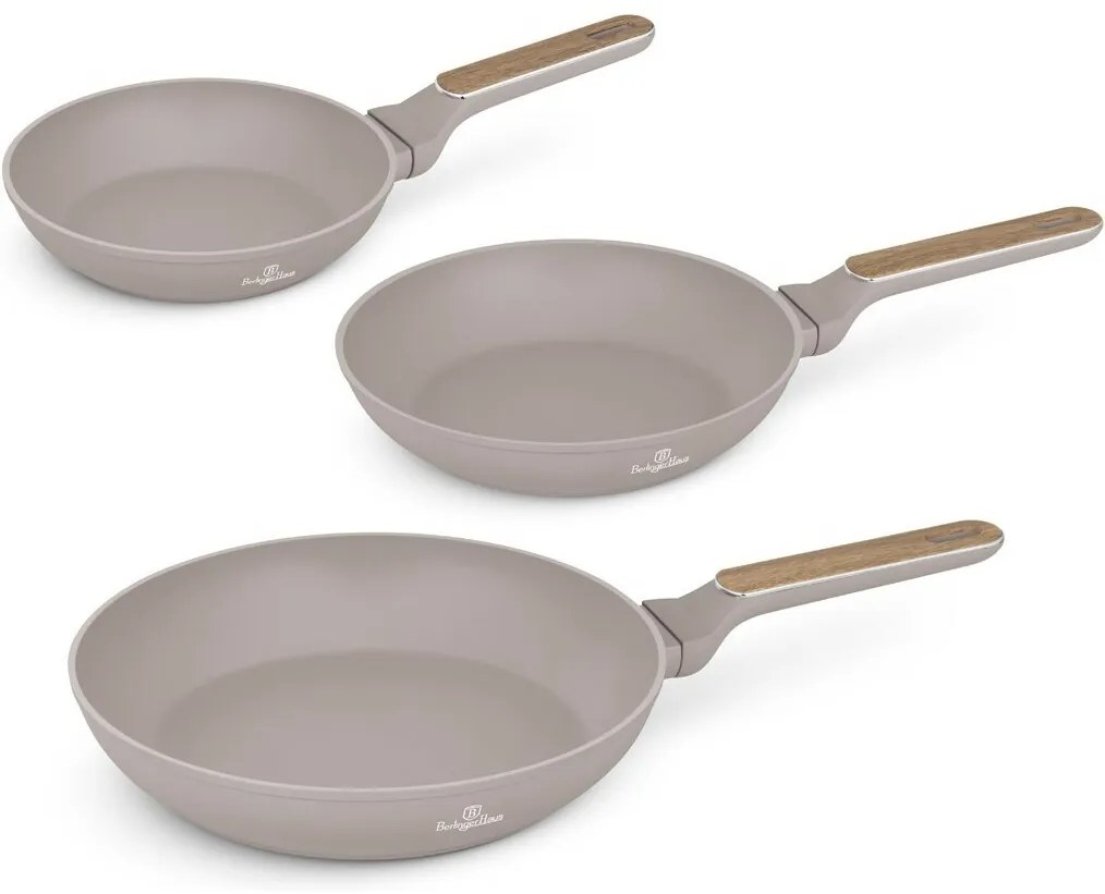 BerlingerHaus Set de tigăi cu suprafață din titanTaupe Nordic, 3 buc.
