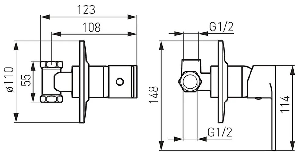 Baterie dus incastrata culoare crom Ferro, Algeo