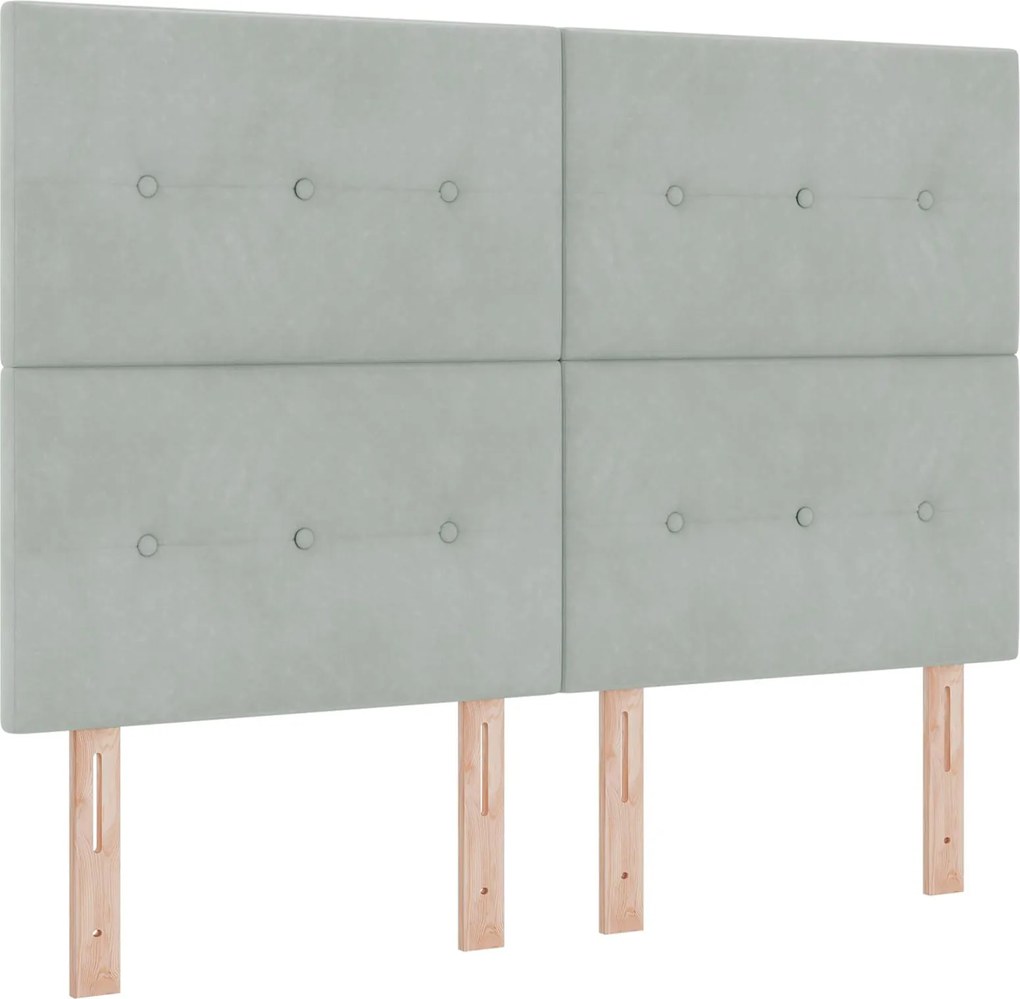 vidaXL Tăblie LED cu benzi LED Manual Gri deschis 160 cm Catifea