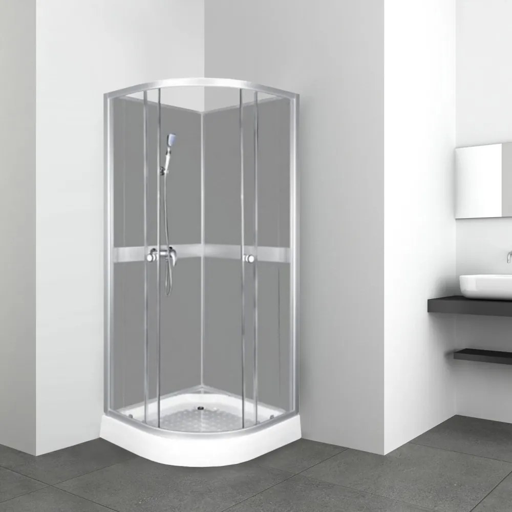 Cabină de duș CLASSIC 80 GREY cu perete posterior, cădiță și baterie