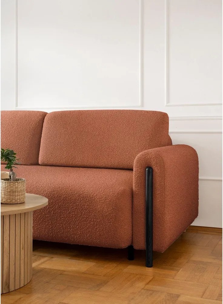 Canapea teracotă extensibilă/cu spațiu de depozitare cu tapițerie din țesătură bouclé 244 cm Arcadova – ELTAP