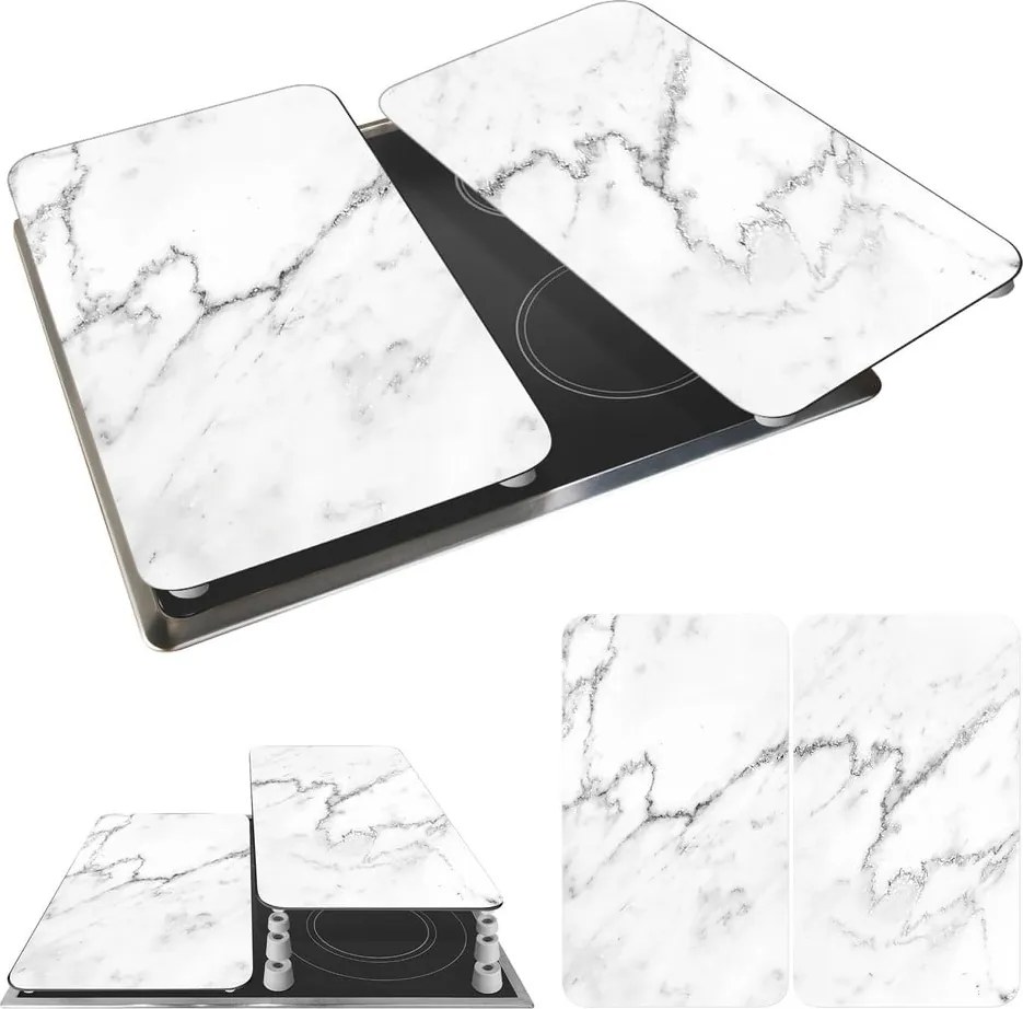 Set 2 protecții din sticlă pentru aragaz Wenko Marble, 52 x 30 cm