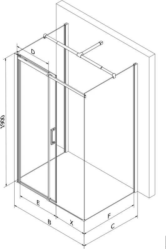 Mexen Omega-3S cabina de duș cu 3 pereți, culisantă 100x80 cm, transparentă, crom + cădiță Flat - 825-100-080-01-00-3s-4010