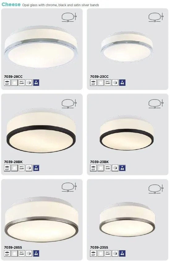 Plafoniera baie cu protectie IP44 Cheese 29cm, argintiu satinat