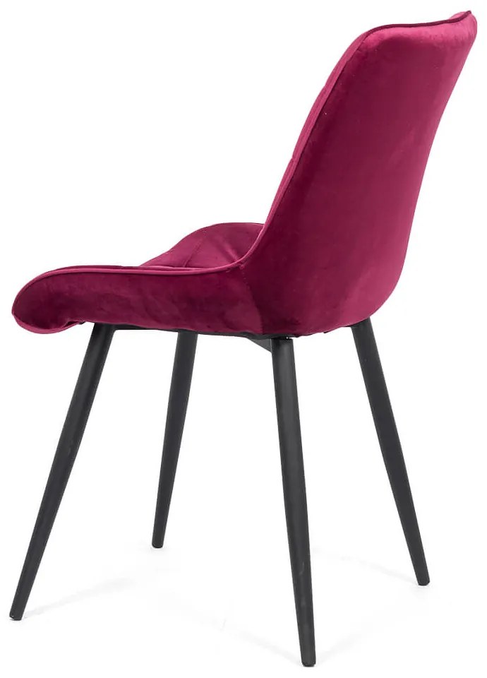 Scaun living tapițat cu catifea și picioare metalice BUC 206 vișiniu
