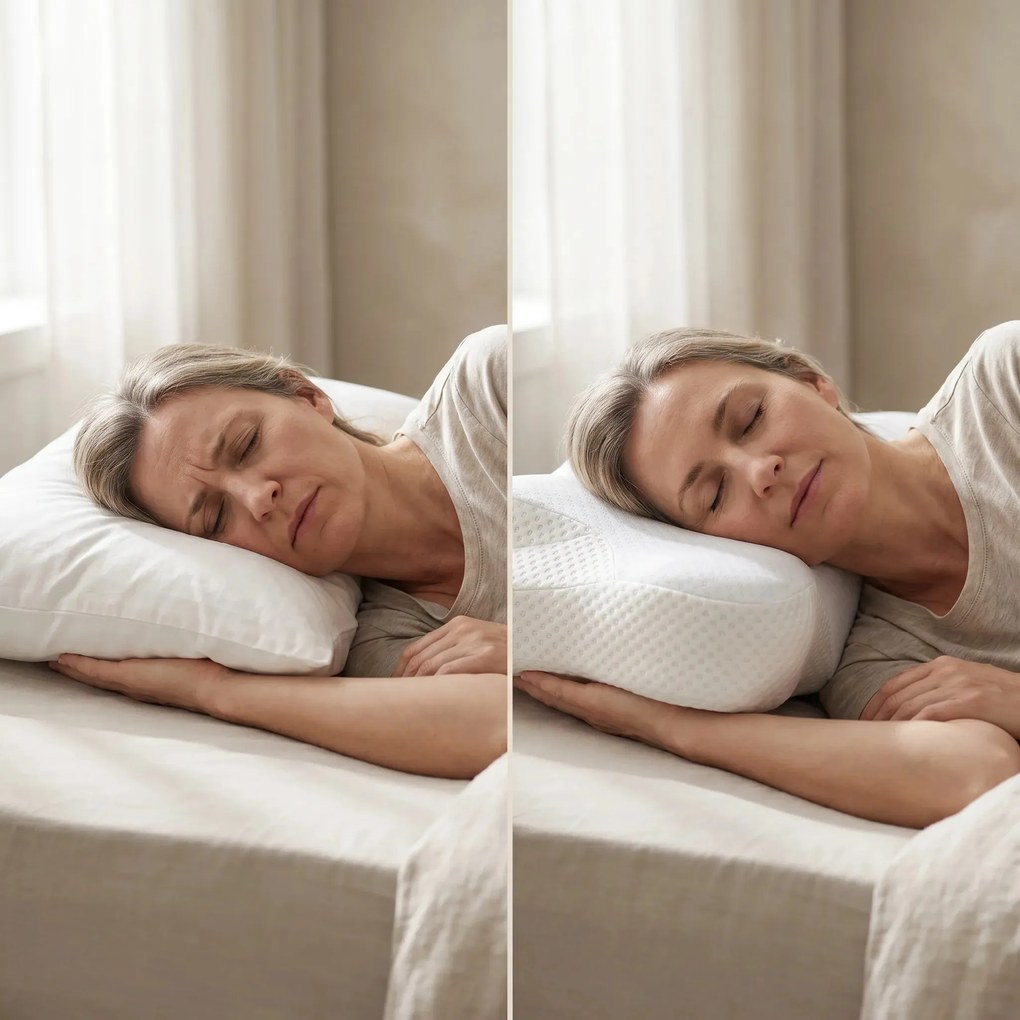 Perna cervicala ortopedica CERVI-SAN Relax memory foam pentru gat si umeri, Alb