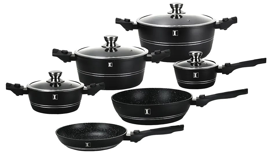 Set oale marmorate, Imperial Collection IM-ST10-DFM BLK, 10 piese, negru Negru