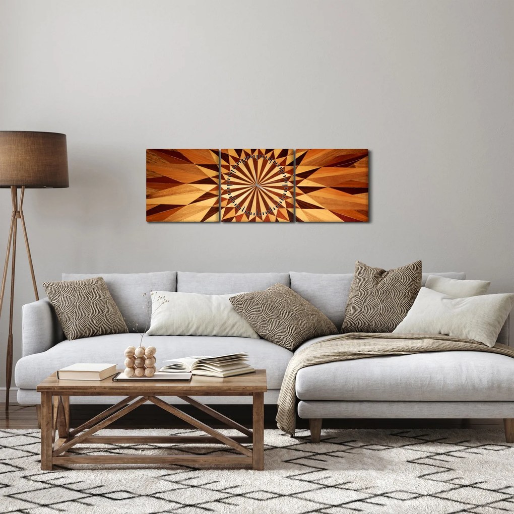 Tablou - Colaj din lemn (cu ceas) (90x30 cm)