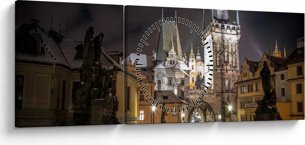 Tablou cu Poarta de pulbere iluminată (cu ceas) (90x30 cm)