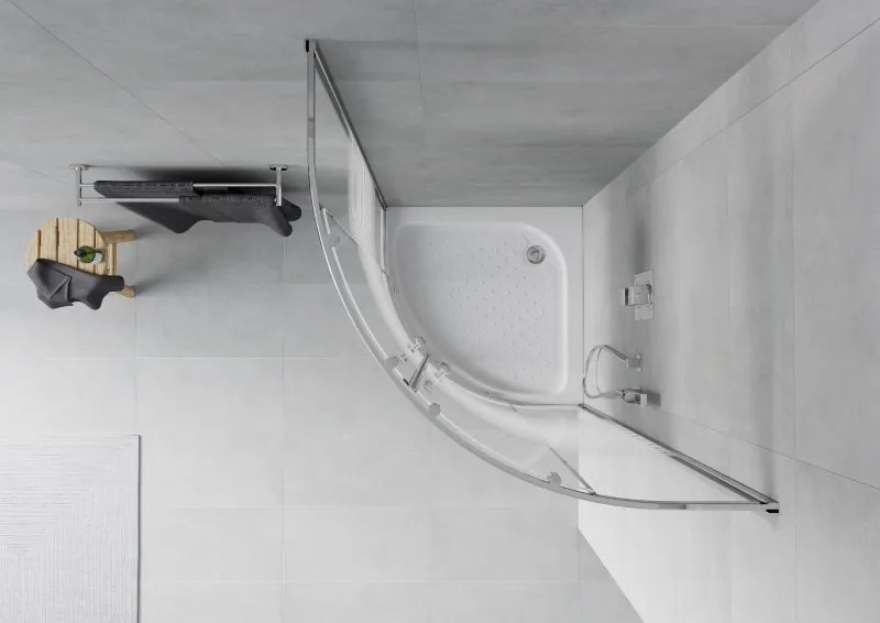 Mexen Rio cabină de duș semicirculară 70 x 70 cm, dungi albe, crom + receptor de duș, alb - 863-070-070-01-20-4710