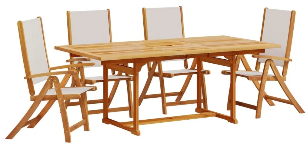 3279288 vidaXL Set mobilier de grădină, 5 piese, lemn masiv acacia/textilenă