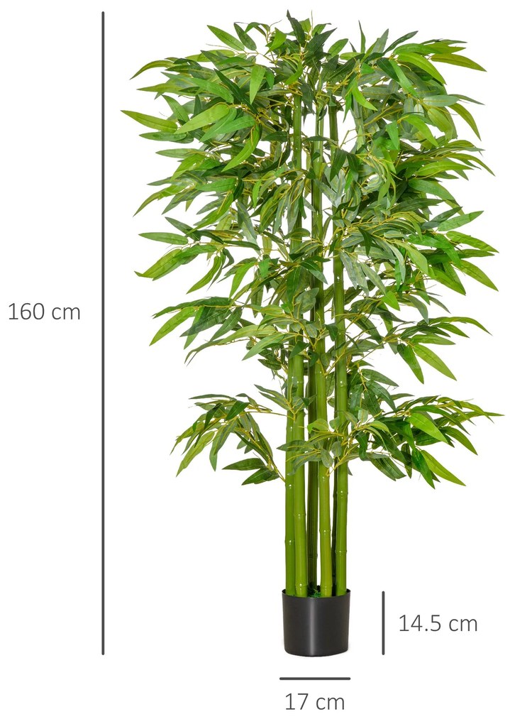 Planta artificiala de bambus, cu ghiveci, 160cm, verde HOMCOM | Aosom Romania