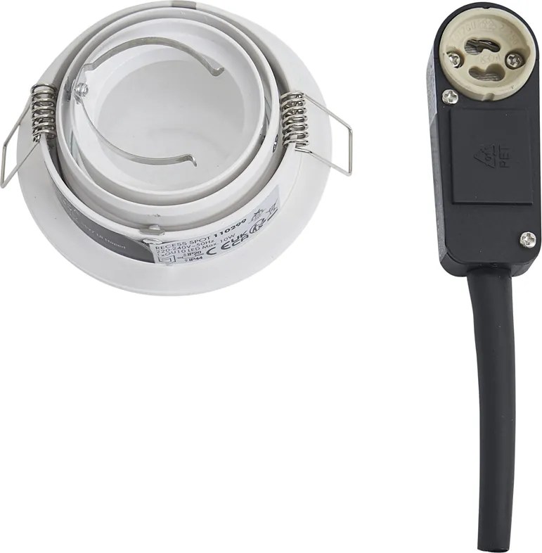 Spot încastrat modern alb, rotativ și înclinabil IP44 - Chuck