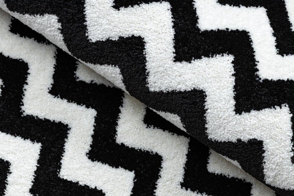 Covor Sketch rotund - F561 negru și alb - Zig Zag
