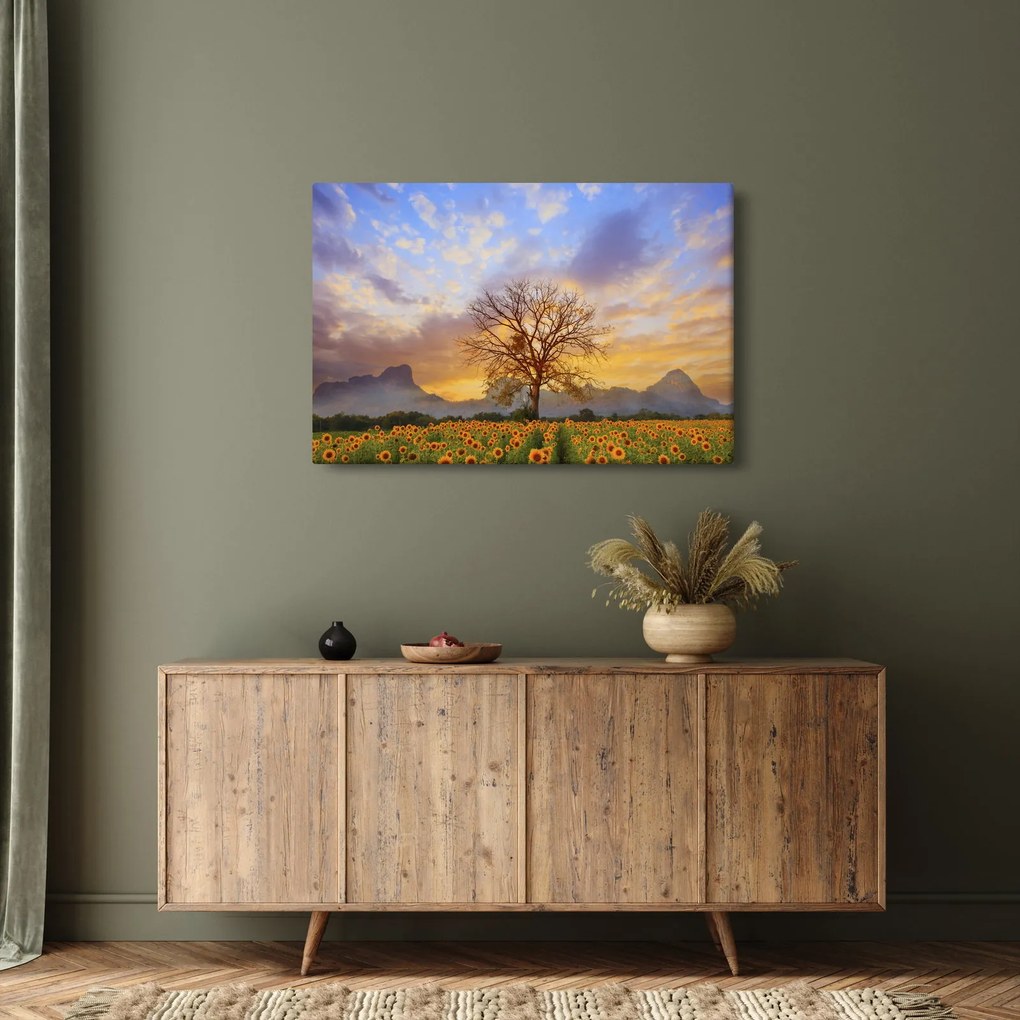 Tablou - Peisaj cu floarea soarelui (90x60 cm)