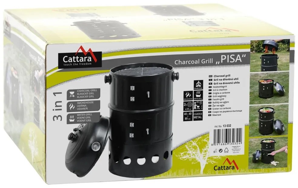 Grătar/afumătoare cu cărbuni PISA - 3în1, 40 cm