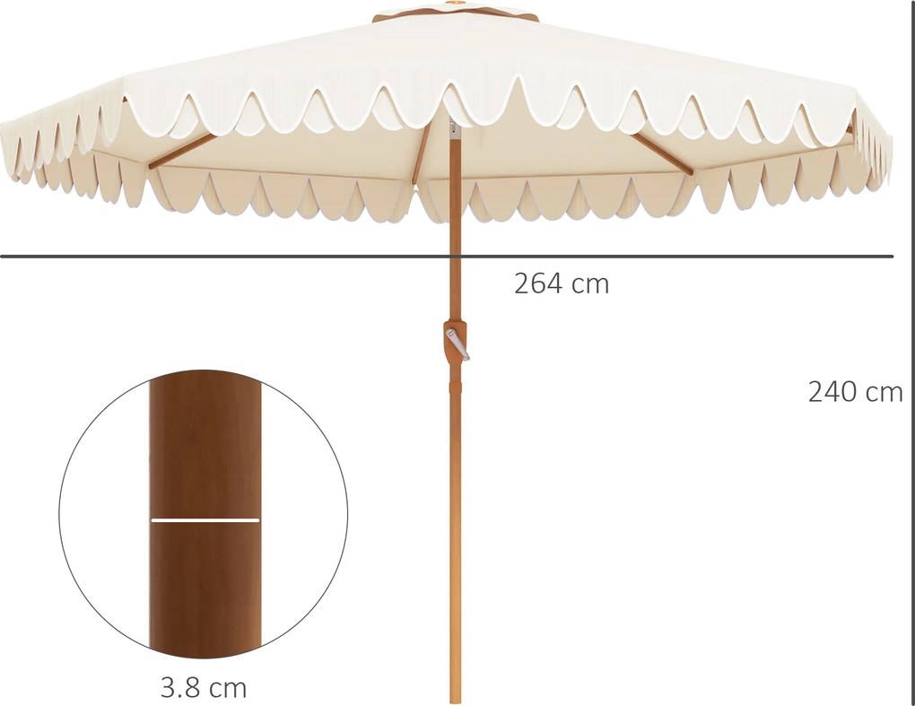 Outsunny Umbrelă de Grădină cu Deschidere cu Manivelă, Fald Dublu şi Înclinabil, 2.7x2.4 m, Alb Crem | Aosom Romania