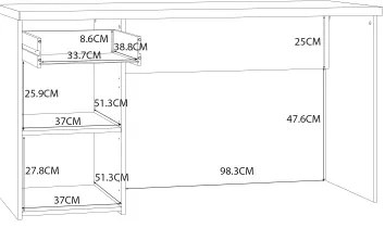Birou de scris GINO, alb/stejar Sonoma