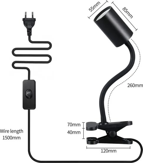 Immax NEO 08293L - Lampă flexibilă cu clemă PUNTO 1xGU10/9W/230V neagră