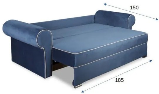 Canapea Extensibila Cu 3 Locuri Sofia, Albastru Si Bej, Lada Depozitare, 251 x 105 x 75 Cm
