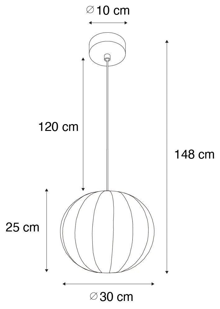 Lampă pandantiv Japandi din mătase albă 30cm - Plu